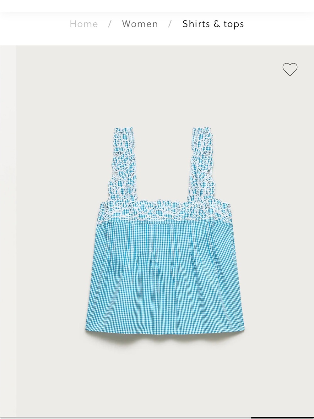 NWT J crew Embroidered lace-trim tank top in gingham compact poplin